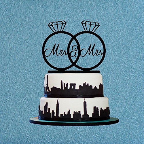 [USA-SALES] Mrs and Mrs, 2 Rings Cake Topper, Lesbian Wedding Decoration, US Seller N2