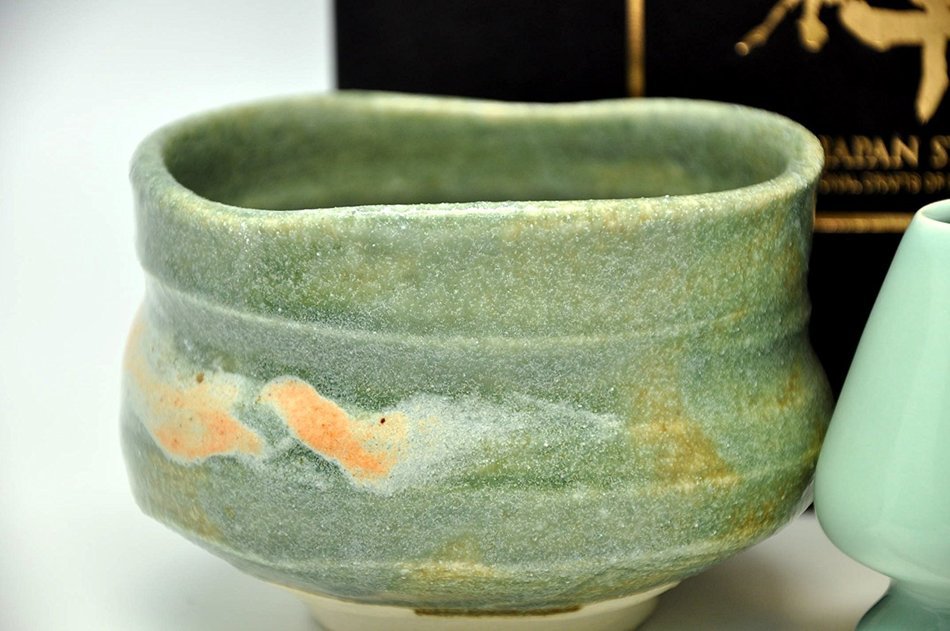 Japanese Mino Yaki ware Matcha Bowl And Tea Ceremony Set Green Tea 11.5 / 11.5 / 8cm (4.5 / 4.5 / 3.1inch)[7385] N3