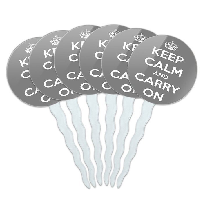 Set of 6 Cupcake Picks Toppers Decoration Keep Calm and A-H - Fish On Bass Fishing - Keep Calm and N9