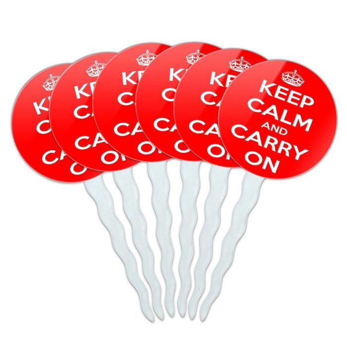 Set of 6 Cupcake Picks Toppers Decoration Keep Calm and A-H - Fish On Bass Fishing - Keep Calm and N11
