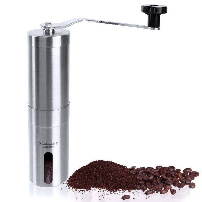 Xcellent Global Stainless Steel Manual Coffee Grinder Adjustable Ceramic Burr Grinder with Hand Crank M-HG100 N2