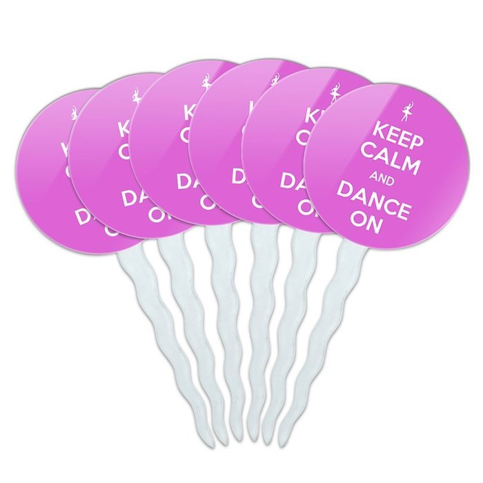 Set of 6 Cupcake Picks Toppers Decoration Keep Calm and A-H - Fish On Bass Fishing - Keep Calm and N12