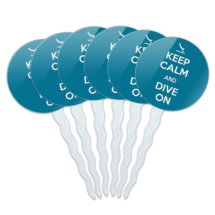 Set of 6 Cupcake Picks Toppers Decoration Keep Calm and A-H - Fish On Bass Fishing - Keep Calm and N13