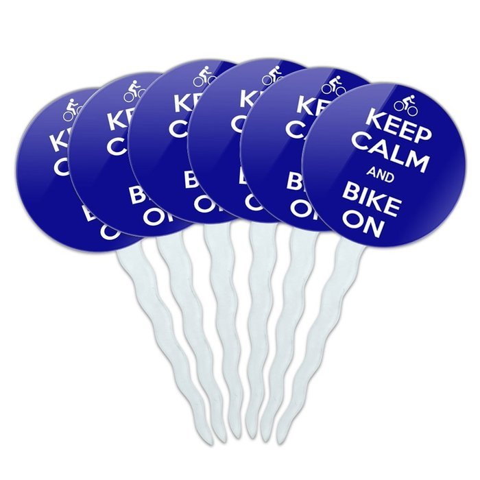 Set of 6 Cupcake Picks Toppers Decoration Keep Calm and A-H - Fish On Bass Fishing - Keep Calm and N14