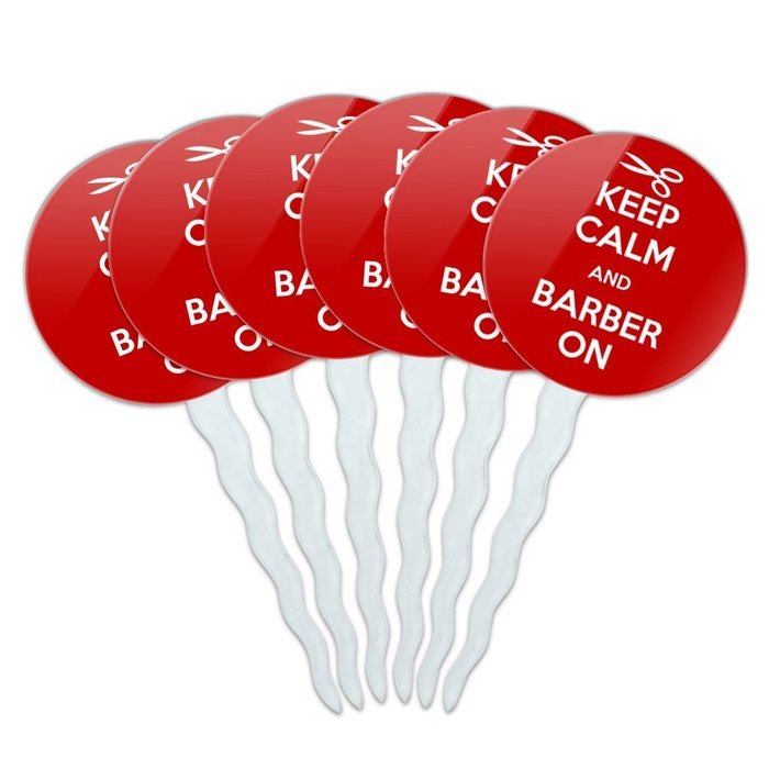Set of 6 Cupcake Picks Toppers Decoration Keep Calm and A-H - Fish On Bass Fishing - Keep Calm and N15