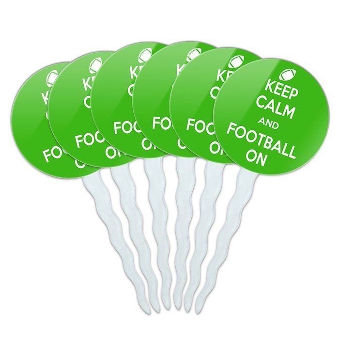 Set of 6 Cupcake Picks Toppers Decoration Keep Calm and A-H - Fish On Bass Fishing - Keep Calm and N16