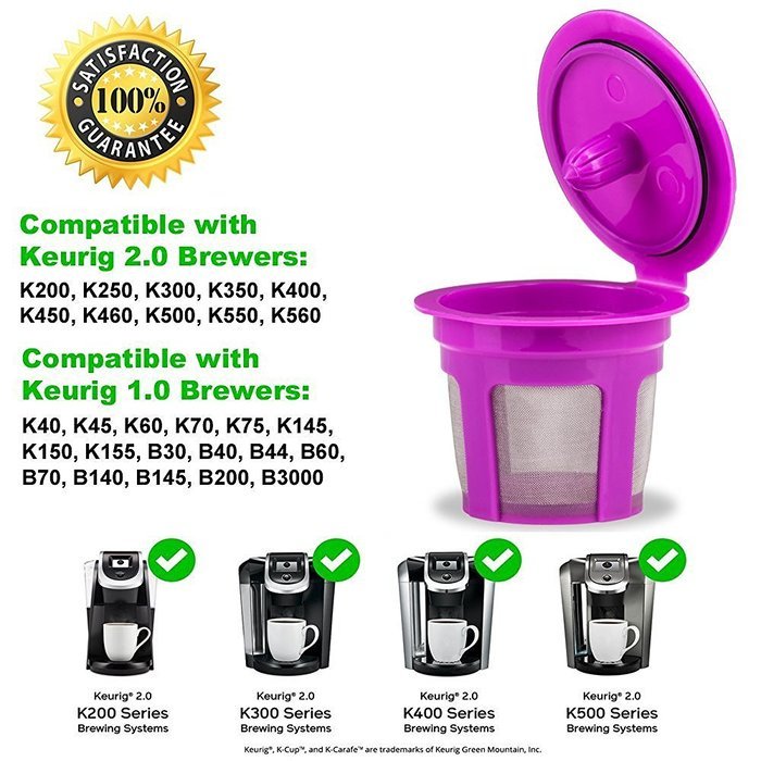 K Carafe Reusable Coffee Filter and Refillable K Cup by Breworo for Keurig 2.0 K250, K300, K350, K400, K450, K460... N4