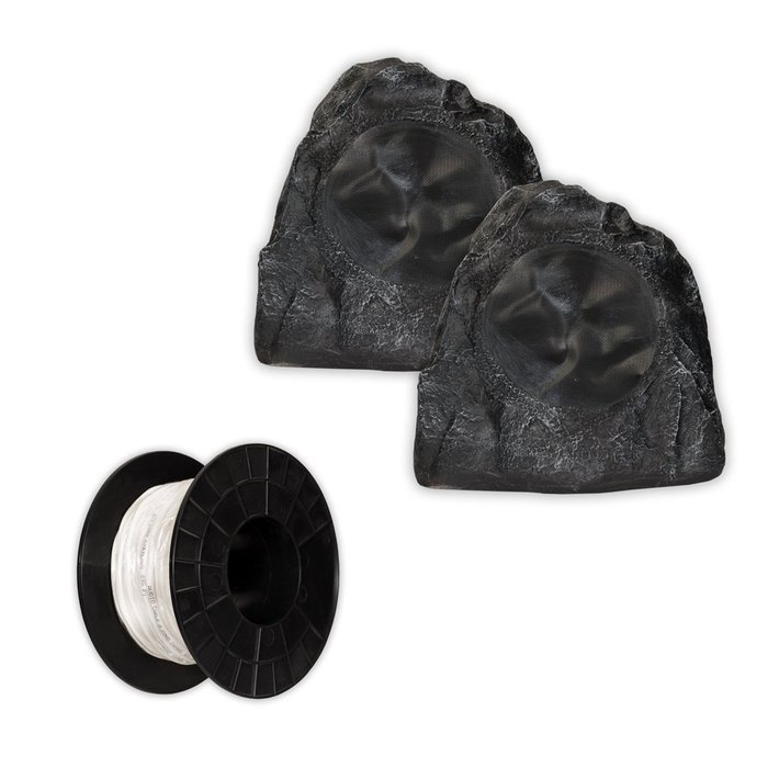 Acoustic Audio G8RS Granite 8" Rock Speaker Pair and Wire Outdoor Weatherproof Speakers