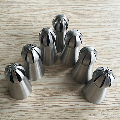 Y&XL&H 7pcs Spherical Stainless Steel Ball Russian Pastry Tips N3