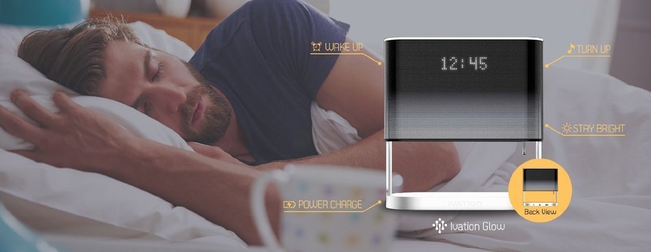 Ivation Bedside Lamp with Alarm Clock and USB Charger Port N4