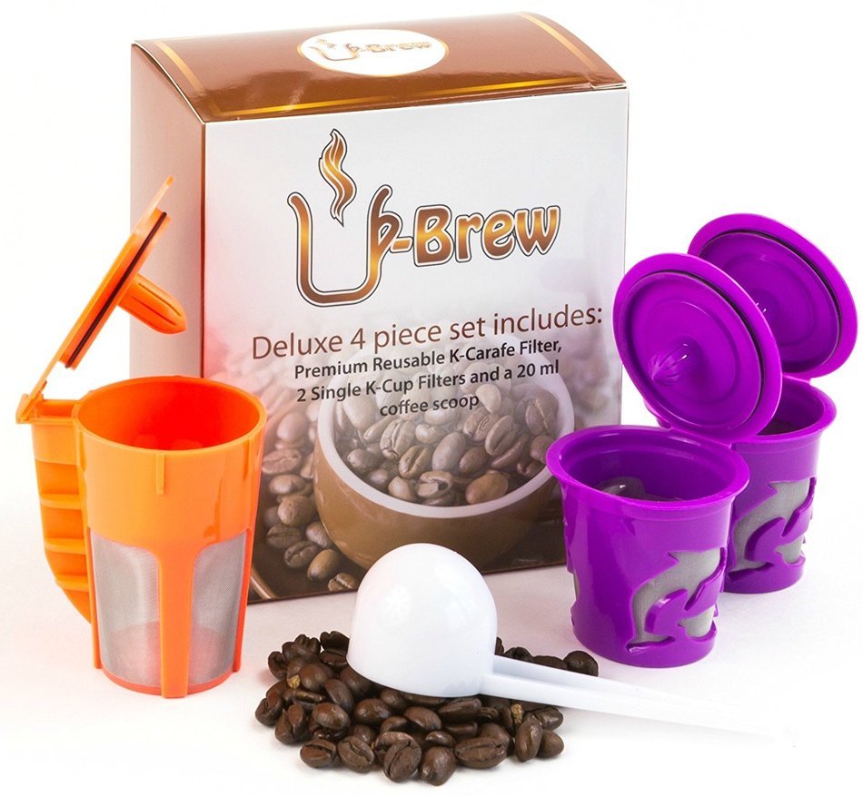 Keurig 2.0 K-Carafe Reusable Coffee Filter and Single Refillable K-Cup 4 piece Bundle Gift Set with Coffee Scoop... N4