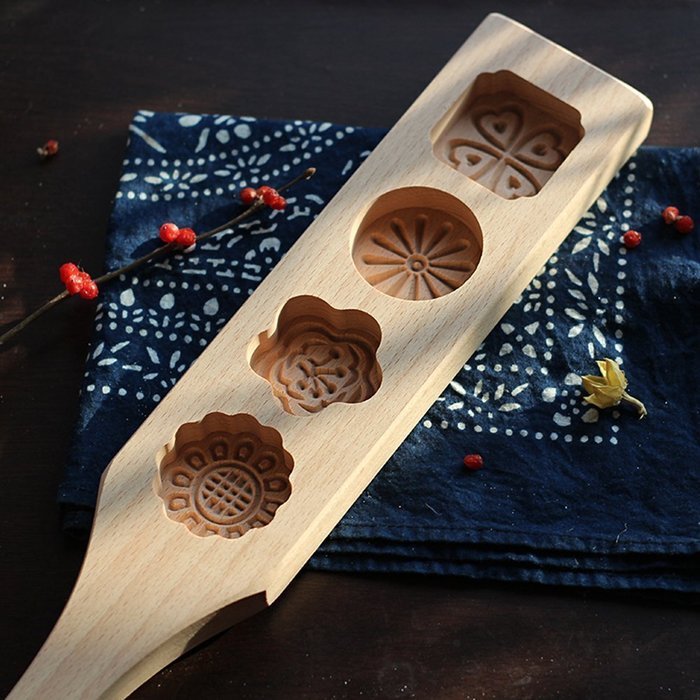 4 Different Flower Wooden Handmade Mooncake Molds Muffin Soap Molds for Biscuit Chocolate Ice Cake N3