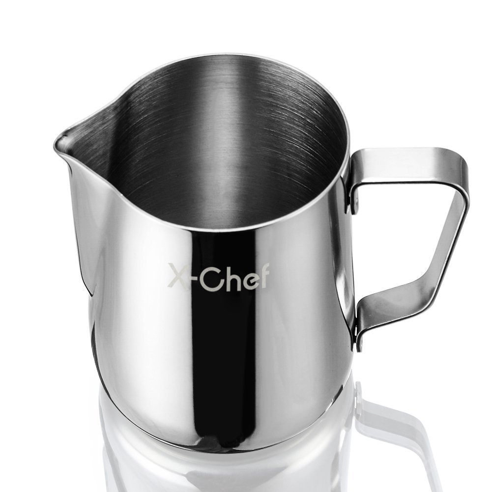 Milk Pitcher, X-Chef Stainless Steel Milk Cup Milk Frothing Pitcher ...