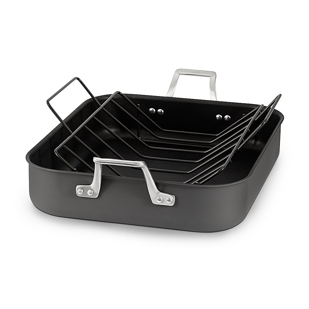 Calphalon 1948245 Signature Stainless Steel Roaster Pan with Rack, 16