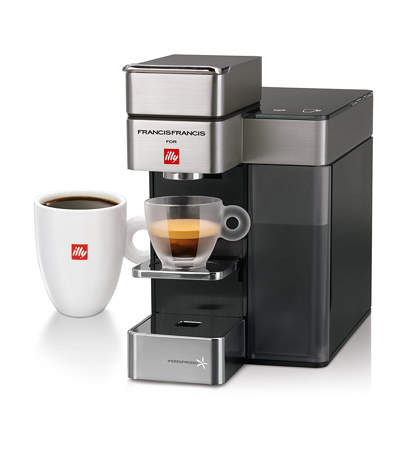 Francis Francis for Illy 60072 Y5 Duo Espresso & Coffee Machine, Silver
