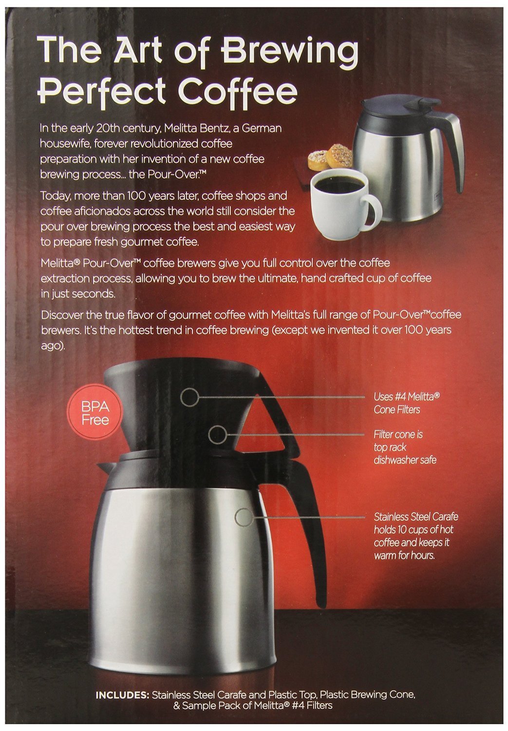 Melitta 10 Cup Pour Over Coffee Brewer with Stainless Thermal Carafe N2