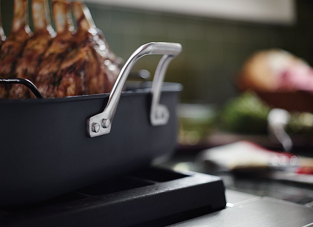 Calphalon 1948245 Signature Stainless Steel Roaster Pan with Rack, 16