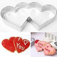Stainless Steel Double Heart Cookie Cutter Cake Pastry Biscuit Mold Decoration Tool N5
