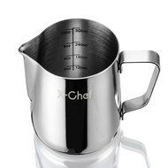 Frothing Pitcher, X-Chef Stainless Steel Milk Pitcher Latte Art Jug 10 OZ Christmas Gift N4