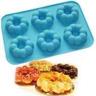 Round Flower 6 Cavity Silicone Doughnut Cake Mould Soap Mold Silicone Flexible Chocolate Mold Candy Pan Mold N3