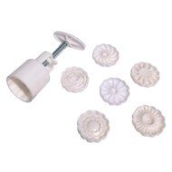 Yatim Round Mooncake DIY Moon Cake Mold 4 Flower Plunger Stamps Decoration Set(Flower) N3