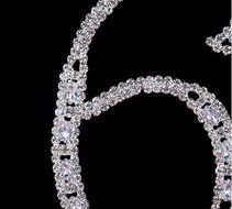 LOVENJOY with Gift Box Number 2 2nd Rhinestone Crystal Birthday Cake Topper Silver N14
