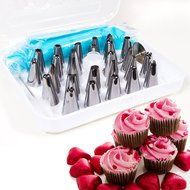 Cake Decorating Tips Set - 26 nozzles set for professional and beginner Cake Decoration - with Organizer Storage... N6