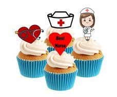 Novelty Nurse / Nursing Mix 12 Edible Stand up wafer paper cake toppers (5 - 10 BUSINESS DAYS DELIVERY FROM UK)