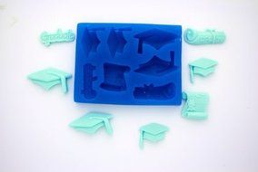 GRADUATION SET SILICONE MOLD FOR FONDANT, GUM PASTE, CHOCOLATE, HARD CANDY, FIMO, CLAY, SOAPS