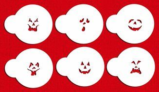 Designer Stencils 742 Mini Jack-o-Lantern Faces Cookie Stencils, Beige/semi-transparent N5