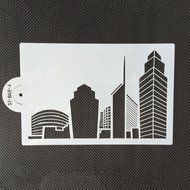 Modern City Building Decorating Stencil Cake Border Stencil by Art Kitchenware Color Beige ST-865-4