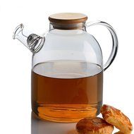Artcome 62 Oz Glass Teapot with Stainless Strainer Functional Borosilicate Glass Pitcher with Bamboo Lid N2