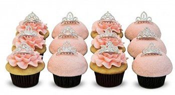 Set of 12 Pc Silver Rhinestone Princess Tiny Tiara / Princesses Theme Party / Cupcake Cake Topper / Breakfast... N3