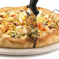 VonShef 15 Inch Ceramic Pizza Stone Set With Heavy Duty Chrome Stand with FREE Pizza Cutter