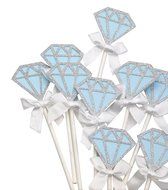 PuTwo 20 Counts Wedding Cake Decorating Frozen Cupcake Toppers Toothpicks, Sliver/Blue/Snow N60