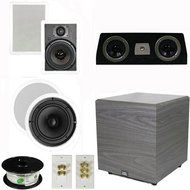 Theater Solutions 5.1 Home Theater 8" and 6.5" Speaker Set with Center, 12" Powered Sub and More TS6W8CC51SET6