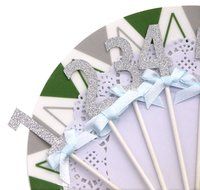 PuTwo 20 Counts Wedding Cake Decorating Frozen Cupcake Toppers Toothpicks, Sliver/Blue/Snow N68