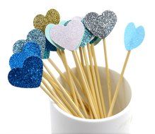 PuTwo 20 Counts Wedding Cake Decorating Frozen Cupcake Toppers Toothpicks, Sliver/Blue/Snow N75