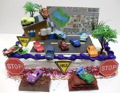 Cars 2 Birthday Cake Topper Set Featuring 1.5&quot; Cake Toppers of Lightning McQueen, Tow Mater, Lemons, Finn McMissile... N6