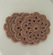 Crochet Light Brown Flower Coasters Set of 3