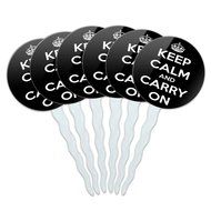 Set of 6 Cupcake Picks Toppers Decoration Keep Calm and A-H - Fish On Bass Fishing - Keep Calm and N19