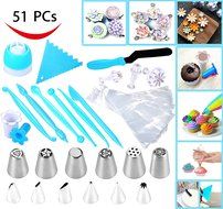 Joiedomi 51 Pieces Cake Icing and Decorating Kit Including 12 Stainless Steel Icing Tips, 25 Disposable Decorating... N5