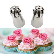 Latom Russian Icing Piping Tips Stainless Steel Large Size Pastry Cake Decoration Tips (10 Russian Piping Tips... N14
