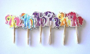 24 My Little Pony Cupcake Toppers Picks - Red Fox Tail N4