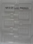 Molds and Things Lego Building Blocks Lolly Chocolate Candy Mold with Exclusive Copyrited Chocolate Making Instruction