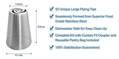 Wiltson Russian Style Stainless Steel Piping Pastry Tips-Made Of Food Grade 304 Stainless Steel- 34 Piece Set... N5