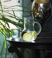 Circleware Oasis Bedside Carafe and Glass Set, One 36 Ounce Glass Pitcher and 8 Ounce Drinking Glass, Limited... N2