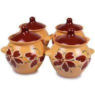 Set of 4 Floral Stoneware Ramekins N2