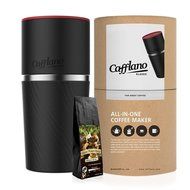 Cafflano Klassic- Portable All-in-One Pour Over Coffee Maker with Whole Bean Coffee Sample (BLACK) N3