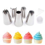 Pridebit Cupcake/Cake Decorating Tips 5 Extra Large (4 Classic Tips+1 Ruffle Tip) Stainless Steel Piping Icing... N5
